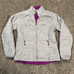 Eddie Bauer First Ascent Jacket Women M Pertex Quantum Reversible Quilted Puffer